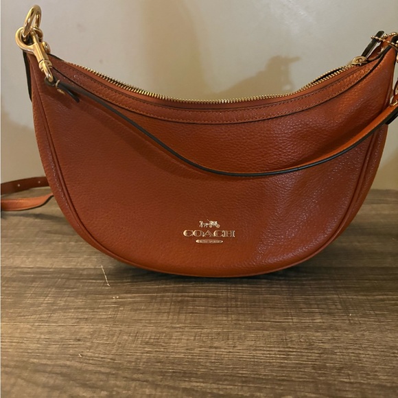Coach Tan/Orange Leather Shoulder Bag - Picture 1 of 4